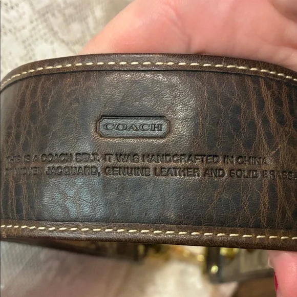 Y2K VINTAGE COACH SIGNATURE BELT PATCHWORK LEATHER BRASS  display picture 3